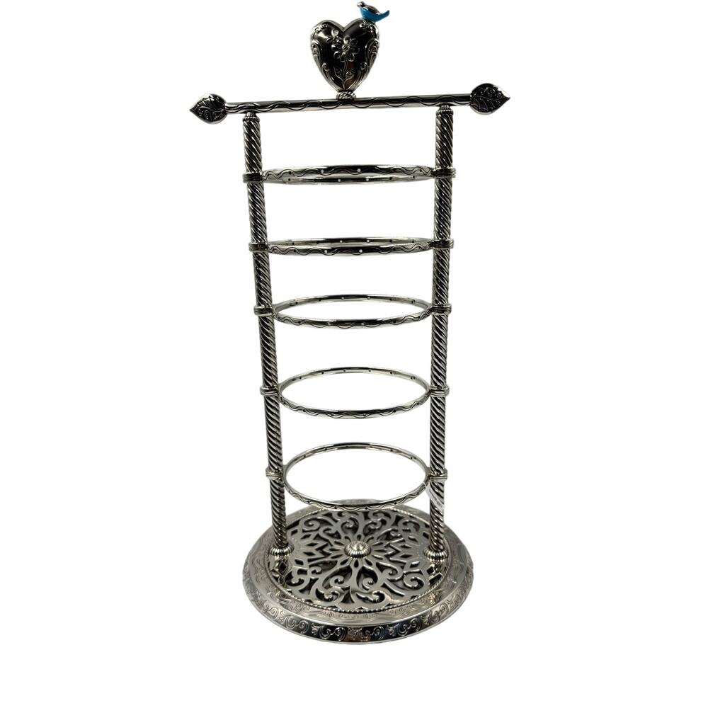 Brighton 5 Tier Jewelry Rotating Stand Silver with Bird at top